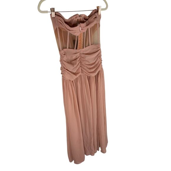 NBD Aaron Mesh Corset Gown Strapless Party Formal Statement Gala Prom Blush XS - Picture 8 of 12